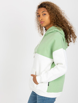 Hurt Zielono-ecru dresowa bluza basic kangurka RUE PARIS 