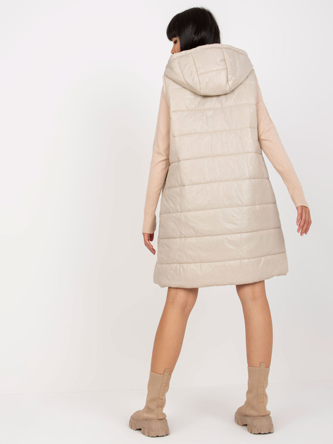 Hurt Jasnobeżowa długa pikowana puchowa z kapturem OCH BELLA