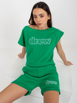 Hurt Zielony damski dresowy komplet letni z napisami