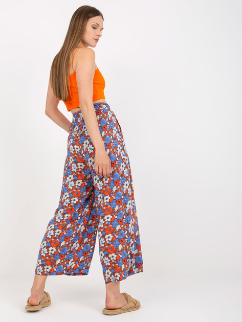 Brązowe zwiewne spodnie z materiału w kwiaty SUBLEVEL