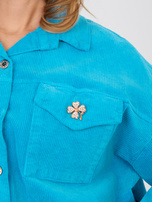 Niebieska sztruksowa kurtka z broszkami RUE PARIS 