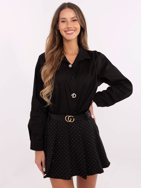 Hurt Czarna elegancka koszula damska z kołnierzykiem