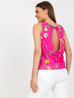 Ciemnoróżowy luźny top w kwiaty  