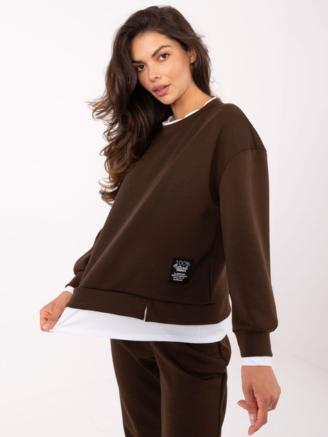 Ciemnobrązowy dwuczęściowy komplet ze spodniami