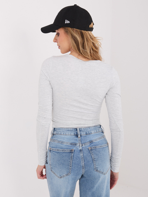 Jasnoszara bluzka basic z długim rękawem