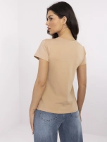 Camelowy klasyczny t-shirt damski BASIC FEEL GOOD 