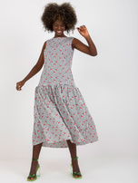 Biało-czarna midi sukienka bez rękawów z printem