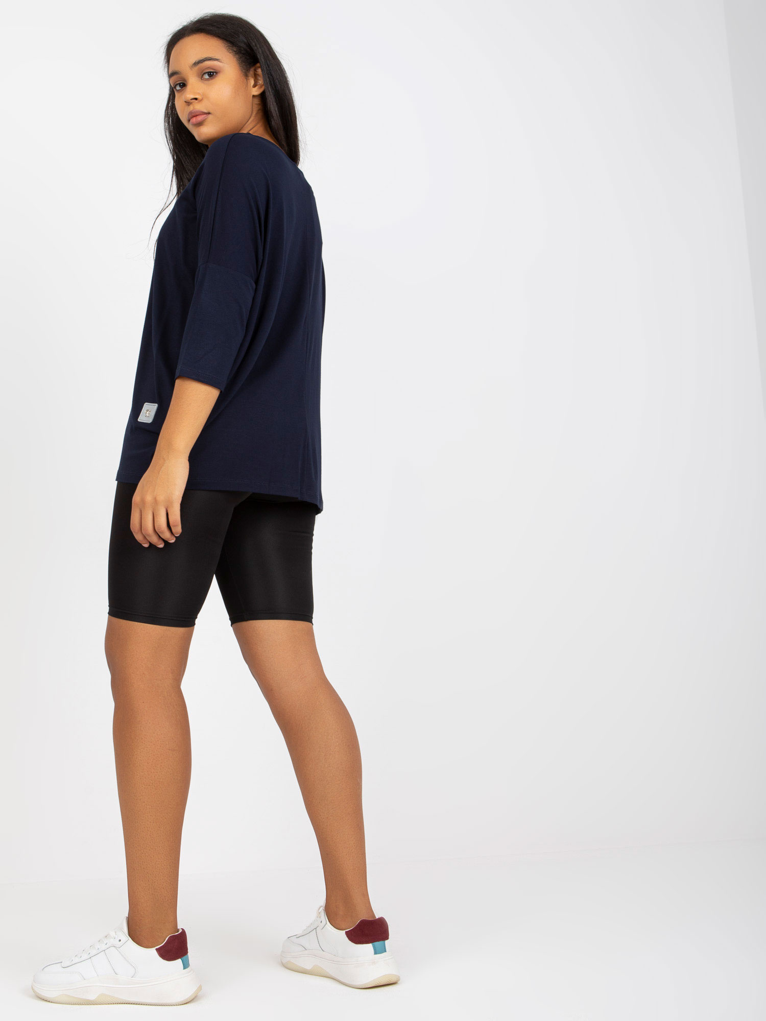 Granatowa codzienna bluzka plus size z bawełny