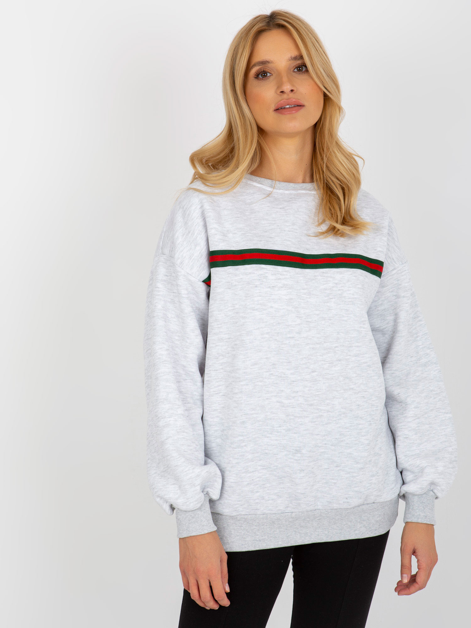 Jasnoszara dresowa bluza damska oversize bez kaptura