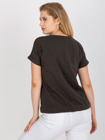 Khaki bawełniany t-shirt plus size z nadrukiem 