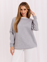 Großhandel Grau-Weiße Sweatshirt Basic ohne Kapuze RUE PARIS.