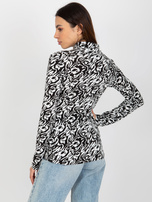 Hurt Biało-czarna dopasowana bluzka z golfem i nadrukiem