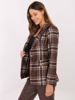 Brązowa gruba marynarka w kratę RUE PARIS