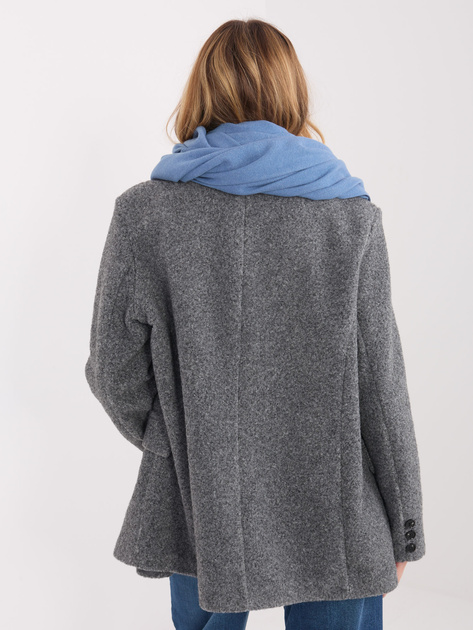 Szaro-niebieski klasyczny szal z frędzlami