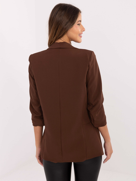 Brązowa marynarka z poduszkami na ramionach RUE PARIS