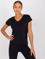 Granatowy t-shirt bawełniany Arlette