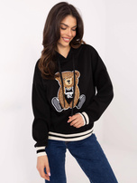 Hurt Czarna damska bluza z kapturem i ściągaczami