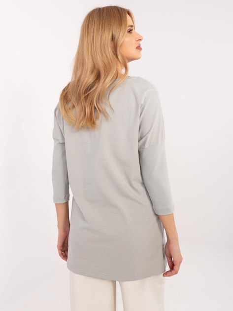 Hurtownia online Szara bawełniana bluzka z rozcięciami
