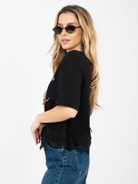 Czarna krótka bluzka z napisami