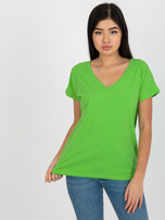 Hurt Jasnozielony klasyczny t-shirt basic z dekoltem V Emory