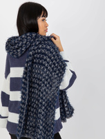 Hurt Szaro-granatowy zimowy szal damski z dzianiny