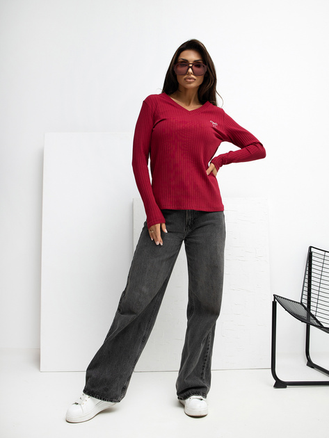 Bordowa bawełniana bluzka z kokardką RUE PARIS