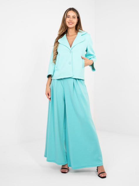 Miętowy krótki płaszcz z piankowego materiału