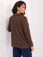 Brązowa zamszowa marynarka z imitacją kieszeni