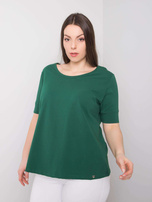 Dunkelgrünes T-Shirt aus Baumwolle Plus Size Missy.
