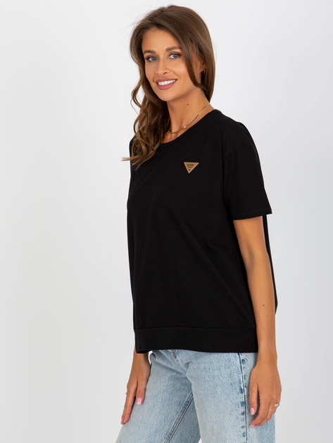 Hurtownia Czarna bluzka oversize z okrągłym dekoltem