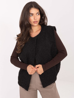 Czarna kamizelka z dzianiny typu boucle RUE PARIS