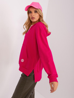 Hurt Fuchsia loose zip-up hoodie with a hood.
