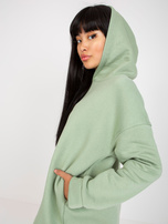 Hurtownia Pistacjowa dresowa bluza basic z kapturem 