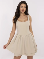 Beżowa mini sukienka koktajlowa