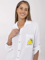 Biała muślinowa koszula z nadrukiem cytryny 