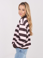 Jasnorůžová dámska oversized mikina v prúžkoch.