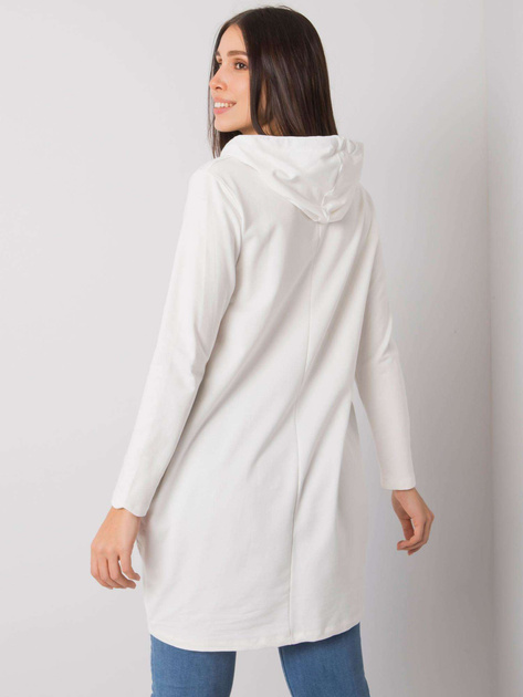 Ecru bawełniana tunika plus size z kapturem Kierra