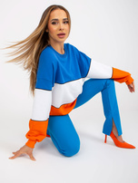 Hurt Niebiesko-pomarańczowa bluza basic bez kaptura RUE PARIS  