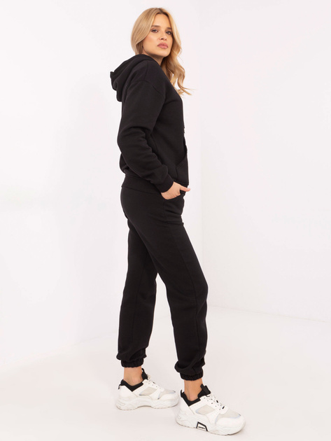 Hurt Czarny dresowy komplet damski z ociepleniem
