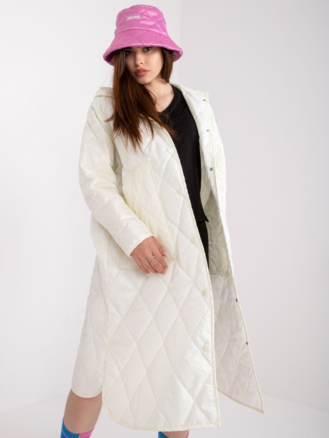 Ecru długa kurtka z pikowaniem Maule RUE PARIS