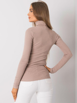 Ciemnobeżowa bluzka prążkowana z golfem Elisee RUE PARIS