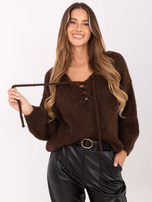 Rudas oversize megztinis vienos spalvos.