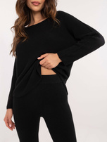 Czarny sweterkowy komplet ze spodniami