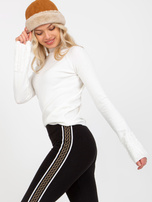 Hurtownia Czarne damskie legginsy na co dzień z lampasami