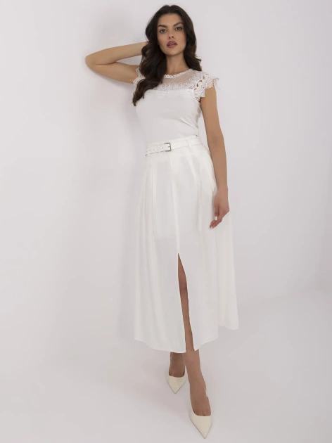 Ecru trapezowa spódnica z wiskozą