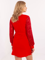 Hurt Czerwona mini sukienka koktajlowa z paskiem