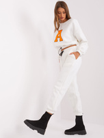 Hurt Ecru-fluo pomarańczowy dresowy komplet damski