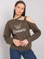 Khaki Bluse mit Druck Glenda.