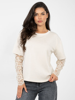 Beżowa damska bluzka z imitacją t-shirtu