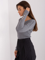 Hurtownia Ciemnoszary sweter klasyczny z wiskozą